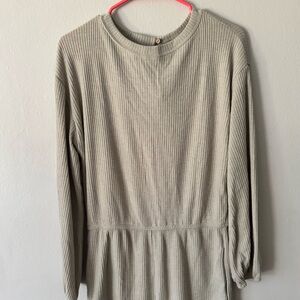 Women's Ribbed Long Sleeve Top - Cream